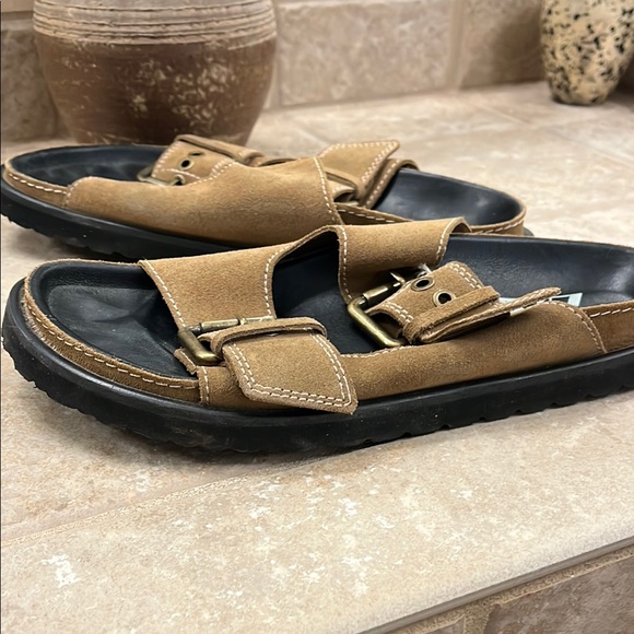 Zara Tan Suede Buckle Sandals 40 - Picture 2 of 6